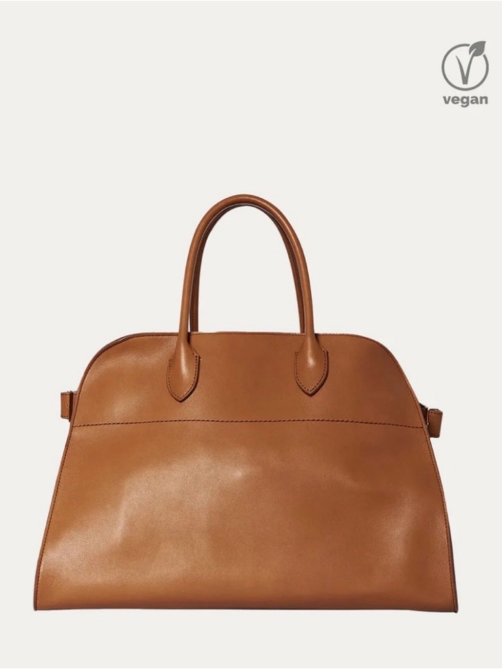 MODAVO Structured Vegan Leather Satchel Bag in Cognac Brown & Black (2 for sale)